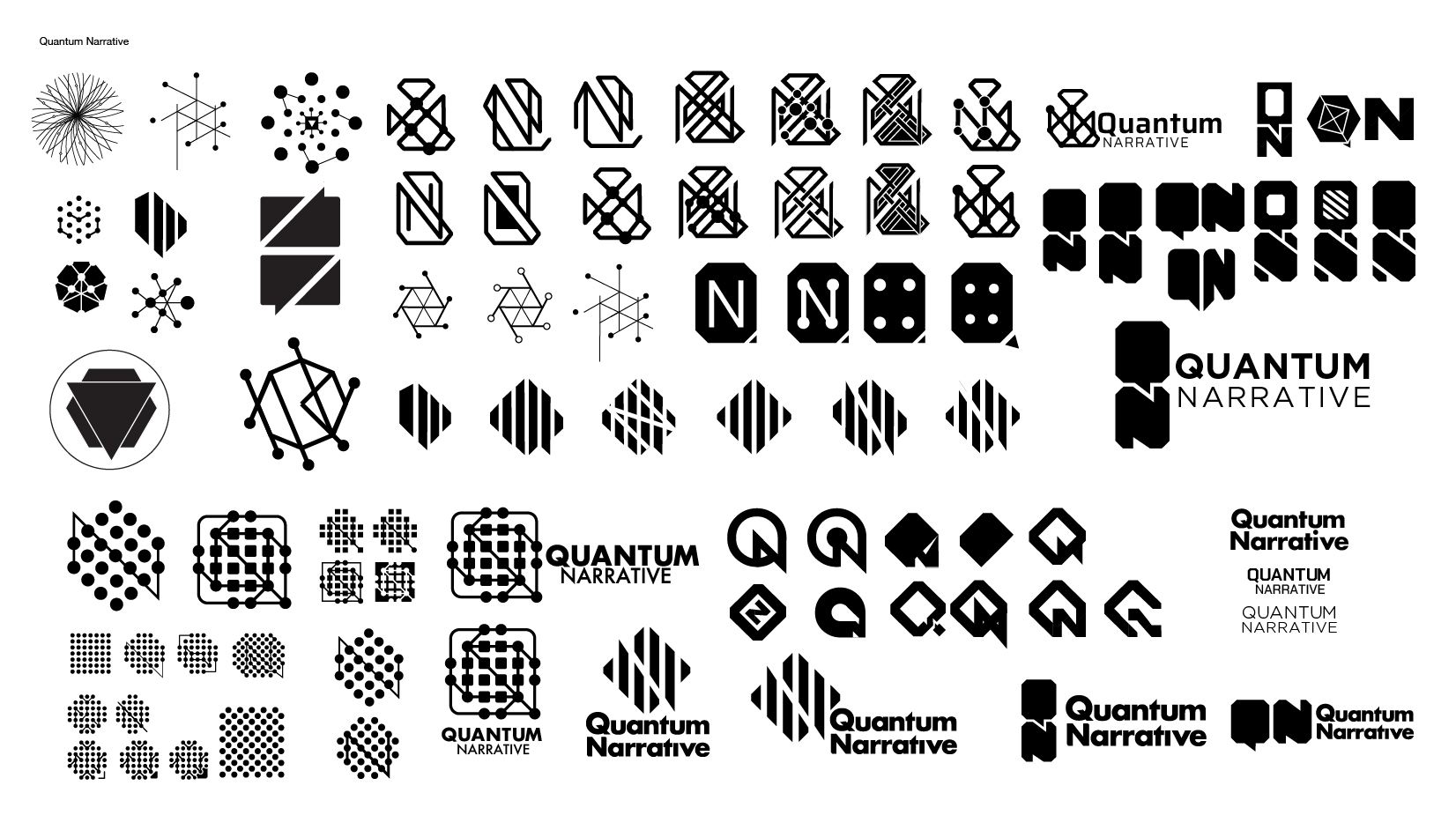 Design exploration for the Quantum Narrative mark and typography